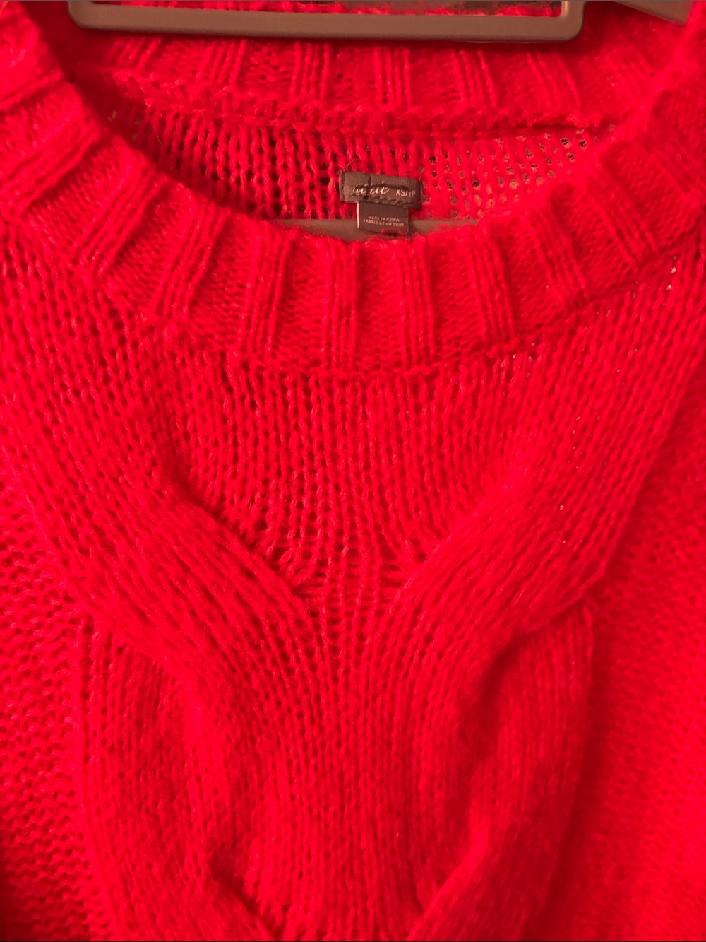 Aerie XS Cozy Cable-Knit Women's Sweater - Red - Picture 2 of 3